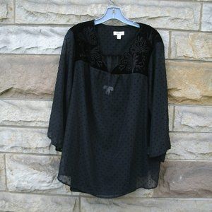 Style & Co 2 Pc Black Top Shirt Camisole Size 2X